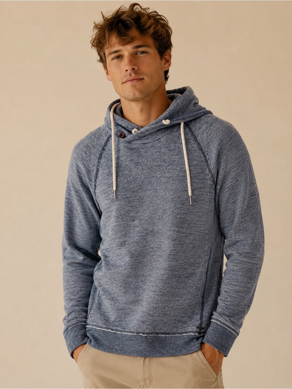 Express Blue Heathered Fleece Sweatshirt Hoodie
